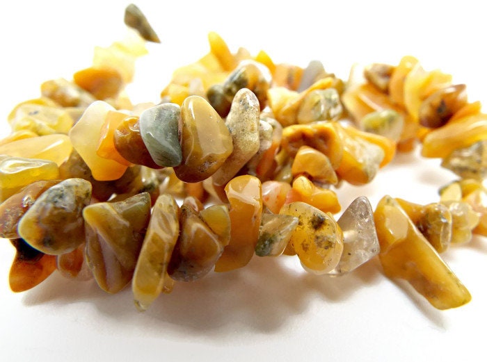 GOLDEN JADE Semi-Precious Gemstone Beads, 16 Inch Strand, Med Chip 8-10mm, Natural Stone Jewellery Making