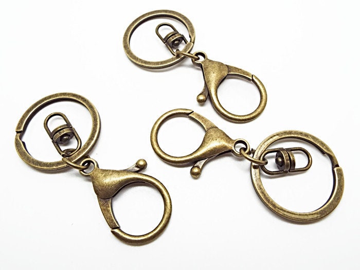5 LARGE BRONZE Keychains with Lobster Clasp and Swivel Centre 67mm, Add Charms, Beads, Pompoms and Tassels