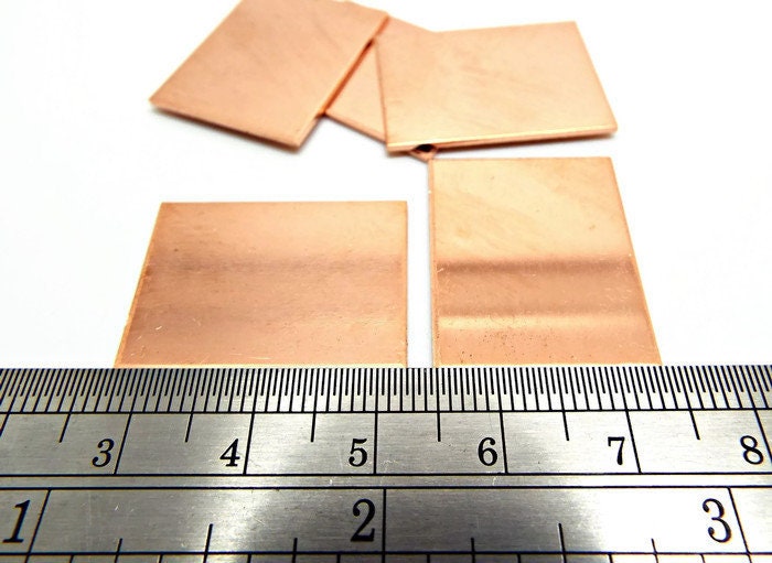 5 RECTANGLE COPPER Blanks 35x25mm, No Hole Stamping Pendants for Jewellery Making