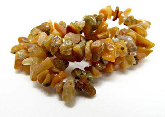 GOLDEN JADE Semi-Precious Gemstone Beads, 16 Inch Strand, Med Chip 8-10mm, Natural Stone Jewellery Making