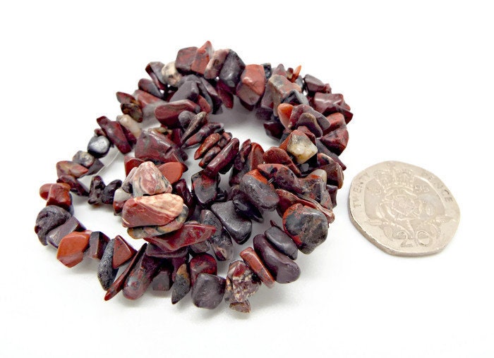 RAINBOW JASPER Gemstone Chip Beads, 15in Strand in Reds and Browns, Semiprecious Stone for Jewellery Making, Small Chip Strand