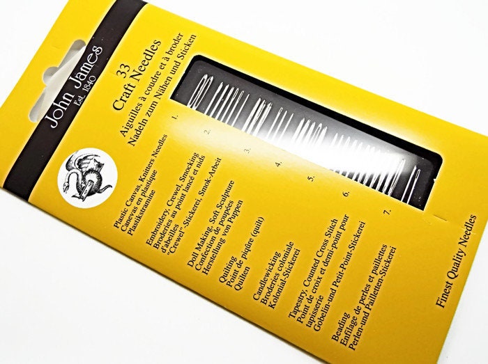 JOHN JAMES Mixed Needle Pack, 33 Beading, Tapestry, Quilting & Doll Making Needle Starter Pack