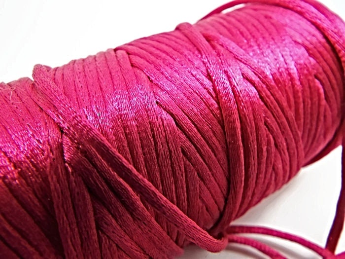 DARK PINK Satin Cord in a 10 Metre Coil, 2mm Wide. Suitable for Jewelry, Macrame, Braiding and Knotting