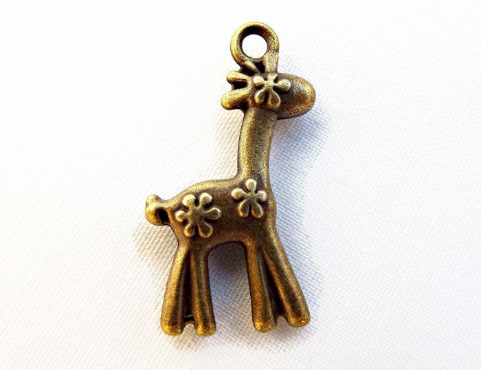 10 Giraffe Bronze Tone Metal Charms, 30mm Animal and Wildlife Jewellery Making