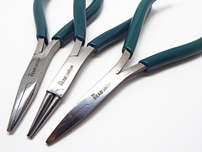 BEADSMITH MICRO-FINE PLIER KIT Includes Round Nose, Chain Nose, Flat Nose & Bent NoseFlat Nose Stainless Steel Boxjoint Pliers