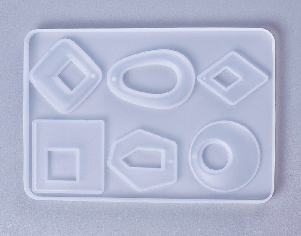 6 IN 1 PENDANT Silicone Mould, 14.4x9.7cm including Round, Square, Diamond Shapes for Resin