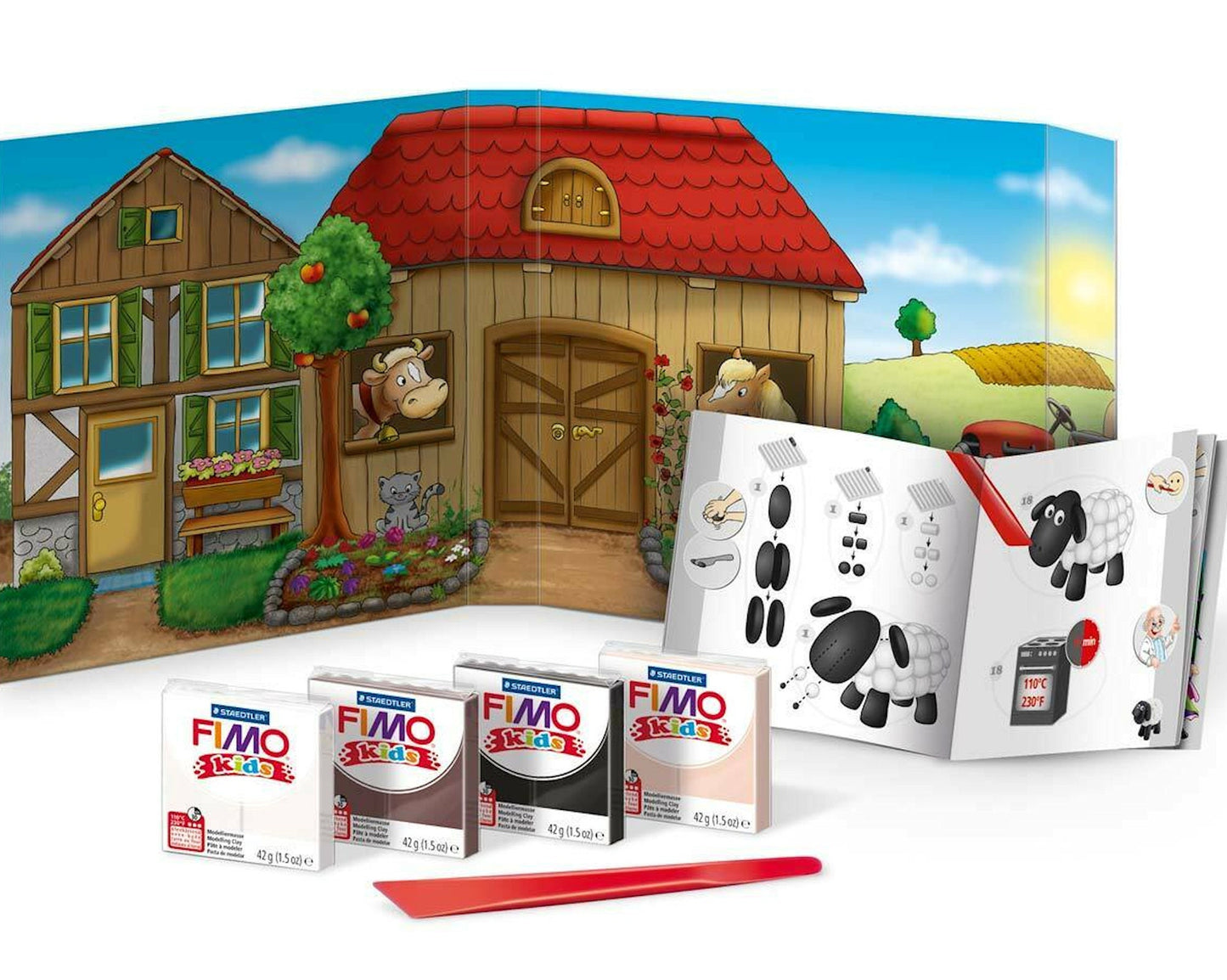 FIMO KIDS Polymer Clay Modelling Set, Form & Play Farm, Childrens Craft Kit, Christmas or Birthday Gift