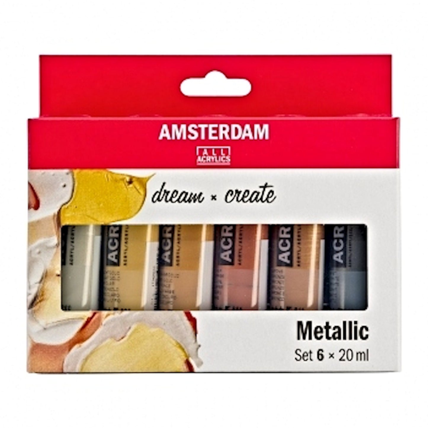 Metallic Acrylic Paint Set, 6 x 20ml Tubes, Royal Talens Amsterdam Boxed Pack