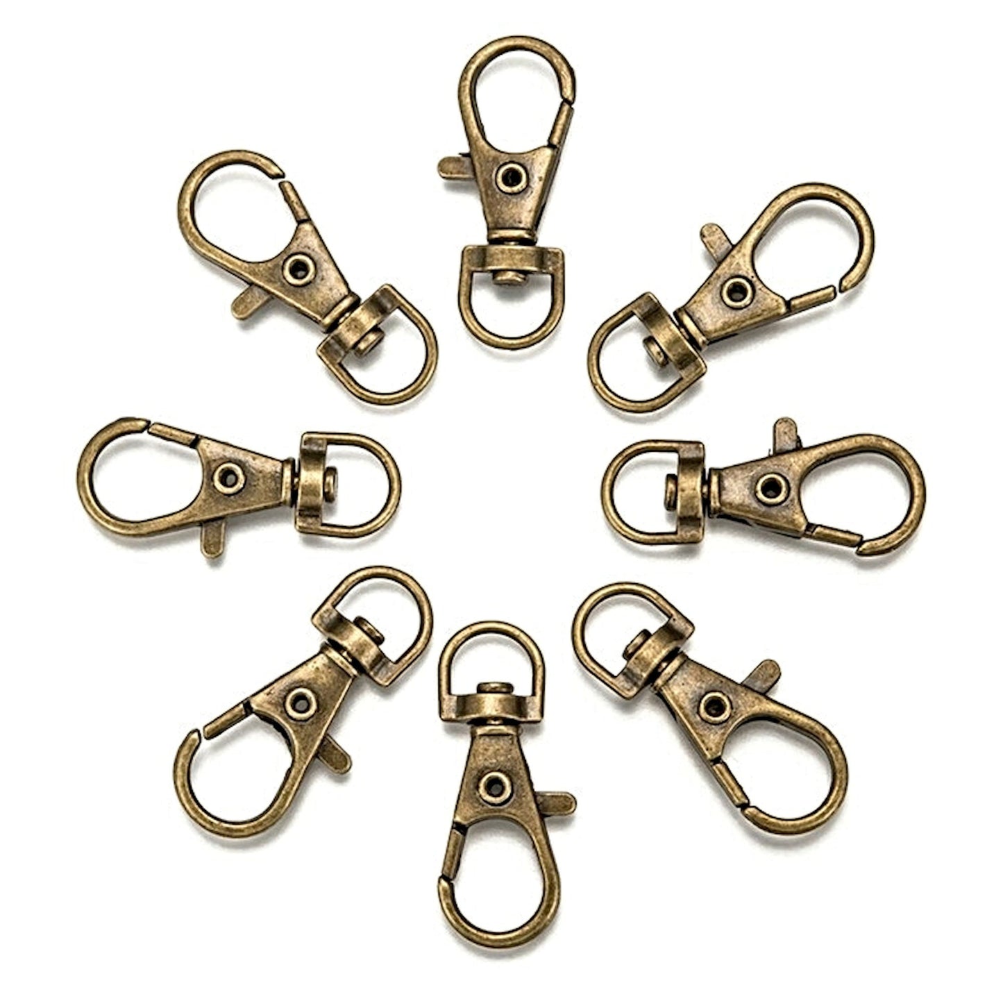 10x 35mm Antique Bronze Tone Swivel Keyrings for DIY Bag Clips, 8.5mm Hole
