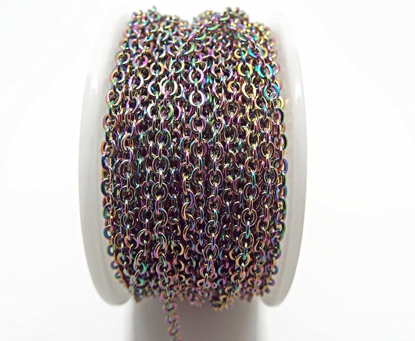 1M STAINLESS STEEL Electroplated Chain, 2x2x1mm Cable Chain, Rainbow Findings