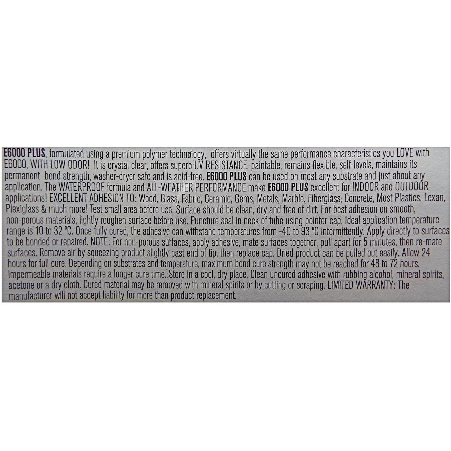 E6000 PLUS 56.1ML TUBE Multi Surface Adhesive Glue, Low Odour & Weatherproof, 24 Hour Cure