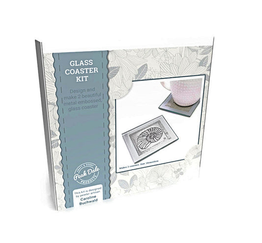 METAL CRAFT Embossing Starter Kit, 2 Coaster Set includes Glass Coasters, Full Instructions, Everything Included