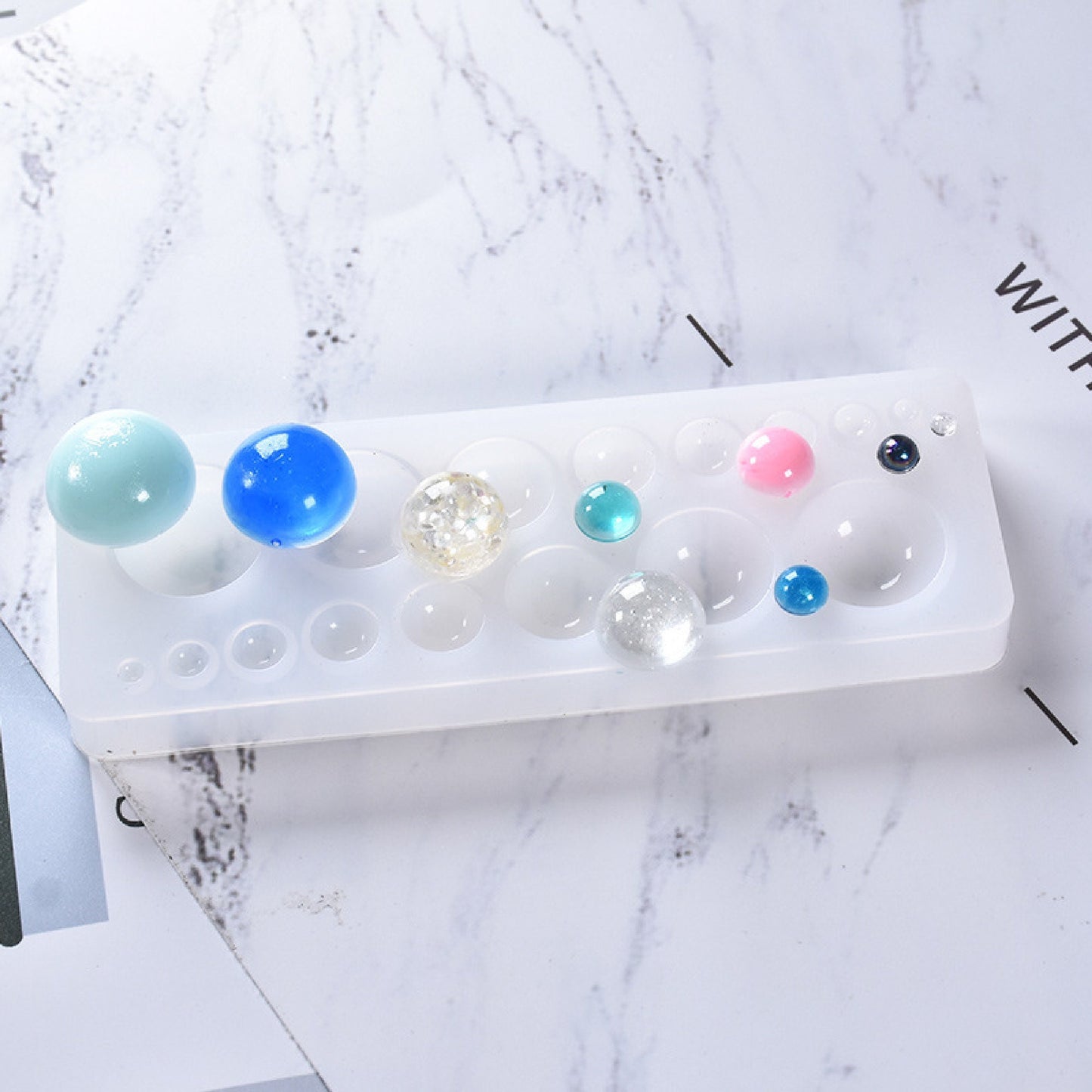 16 Silicone Mould Domes in 1, Resin or Clay Tool 3-20mm Half Circle Domes for Jewellery Making and Crafting