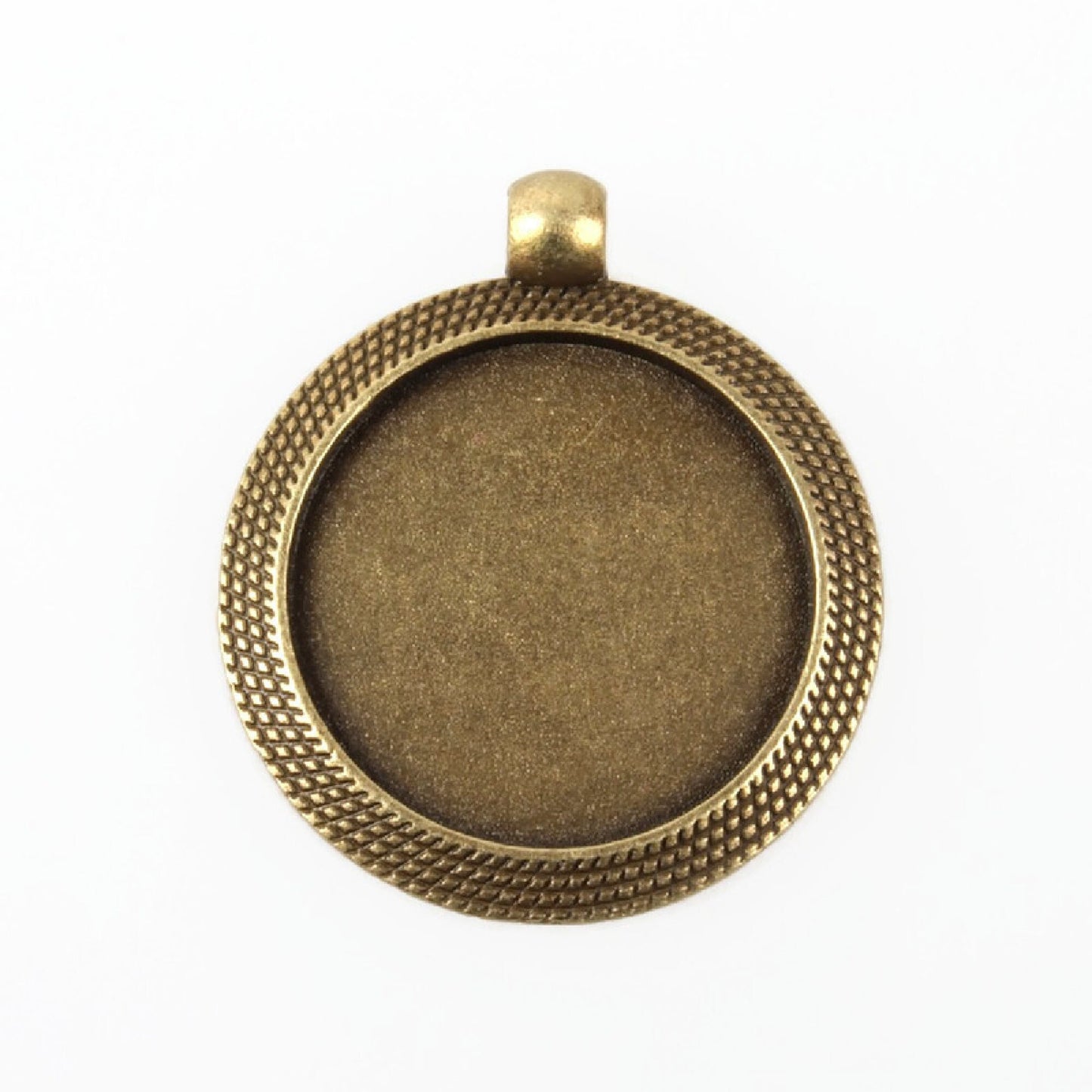 5 BRONZE BEZEL TRAYS with 25mm Round Cabochon Setting, 37x32x2mm, Hole 4mm, Metal Alloy Jewellery Findings