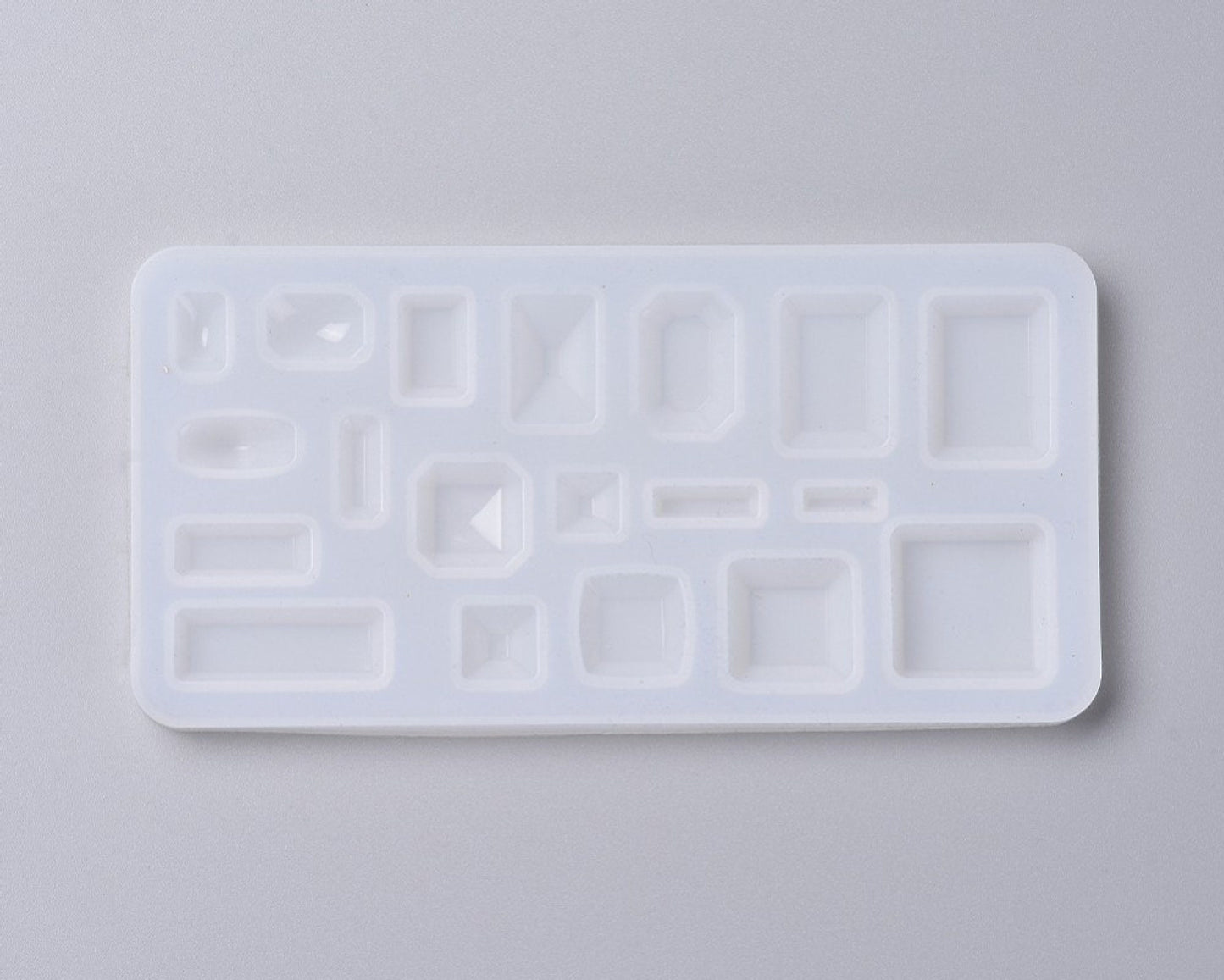 19pc CABOCHON MOLD in Gemstone Shapes, 188x93x11mm For Epoxy and UV Resin and Polymer Clay, 19 Moulds in 1