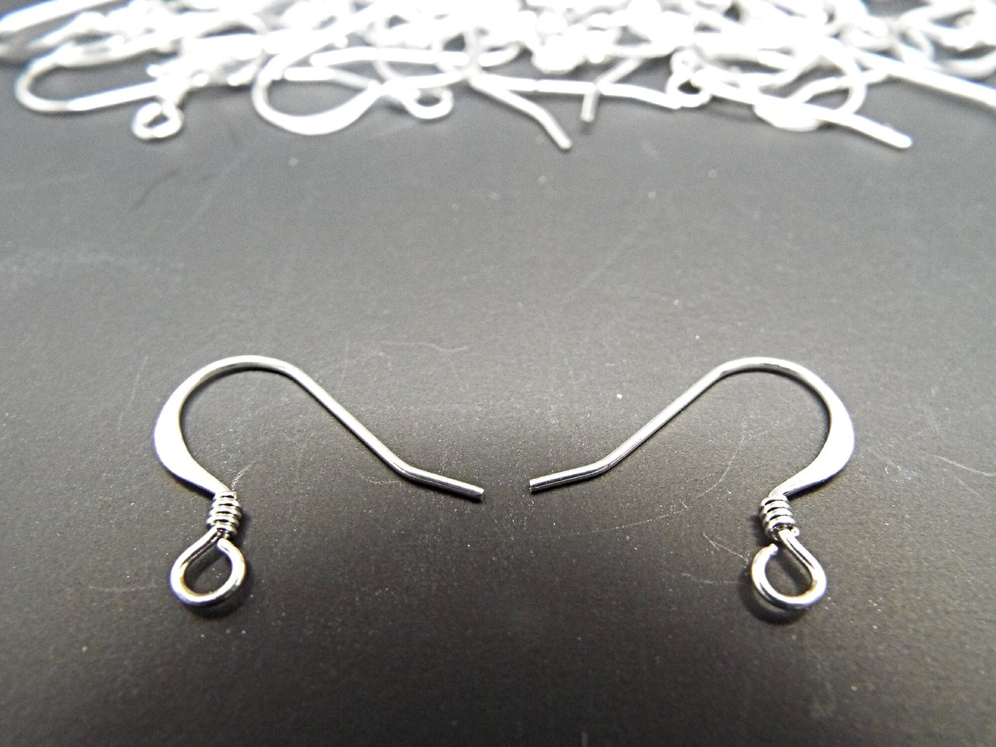 SILVER PLATED Ear Wires, 25 Pairs, 18mm, Coil & Fishhook, Pack of 50 (25 Pairs) Earring Hooks with Spring, UK Findings