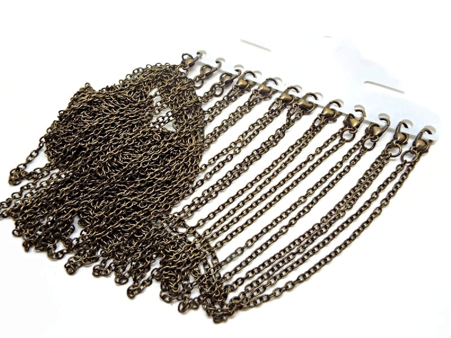 ANTIQUE BRONZE Tone Iron Cable Chain Necklaces, Pack of 12 with Lobster Clasp, 62cm (24in) Long