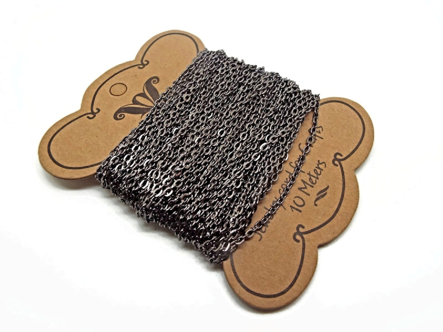 10M Gunmetal Tone Iron Cable Chain, 3x2.2x0.6mm Link, Jewelry Making Necklace Findings