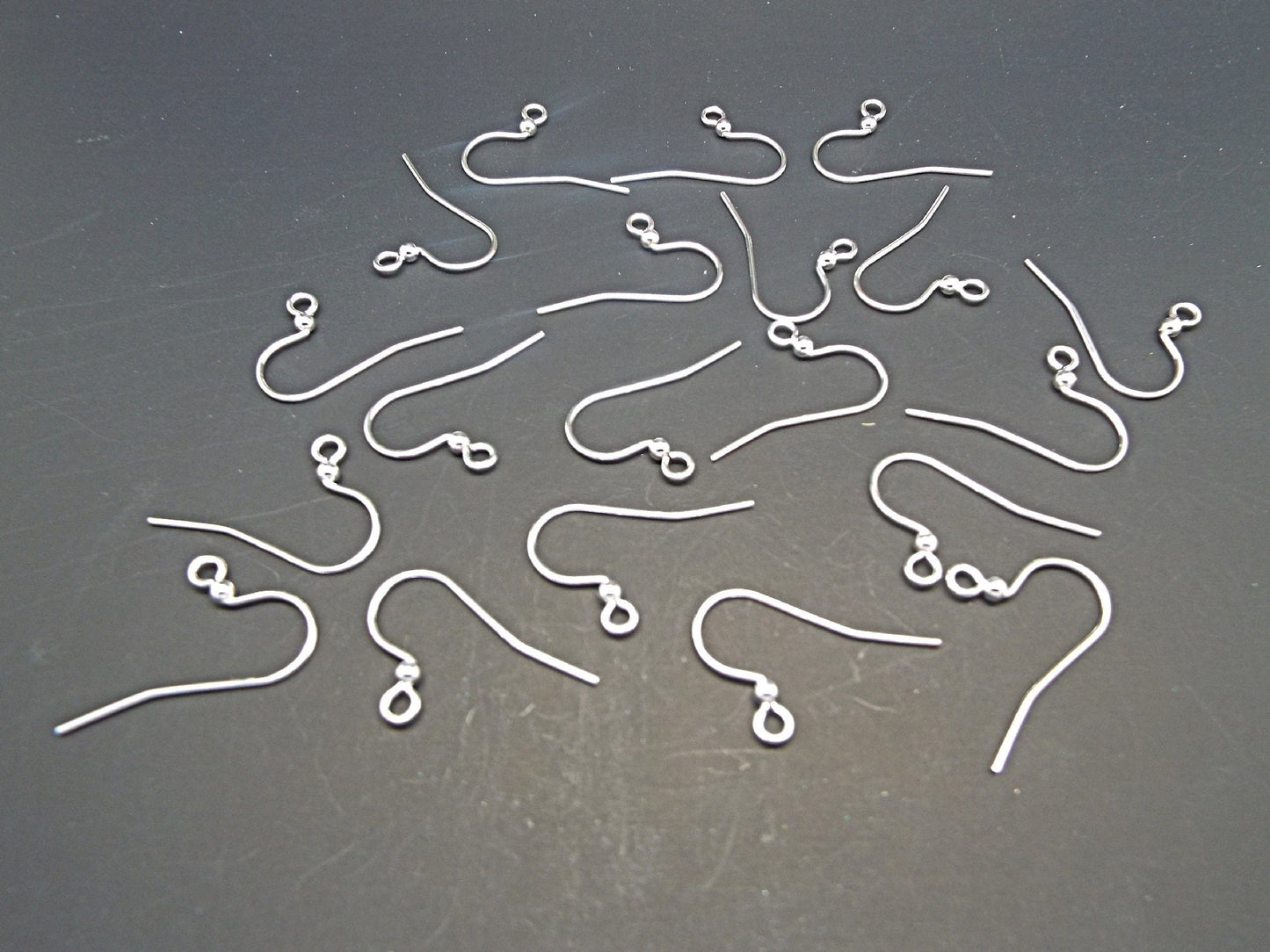 30 SILVER PLATED Ear Wires 25mm with 2mm Ball, Fish Hook Earring Jewelry Findings