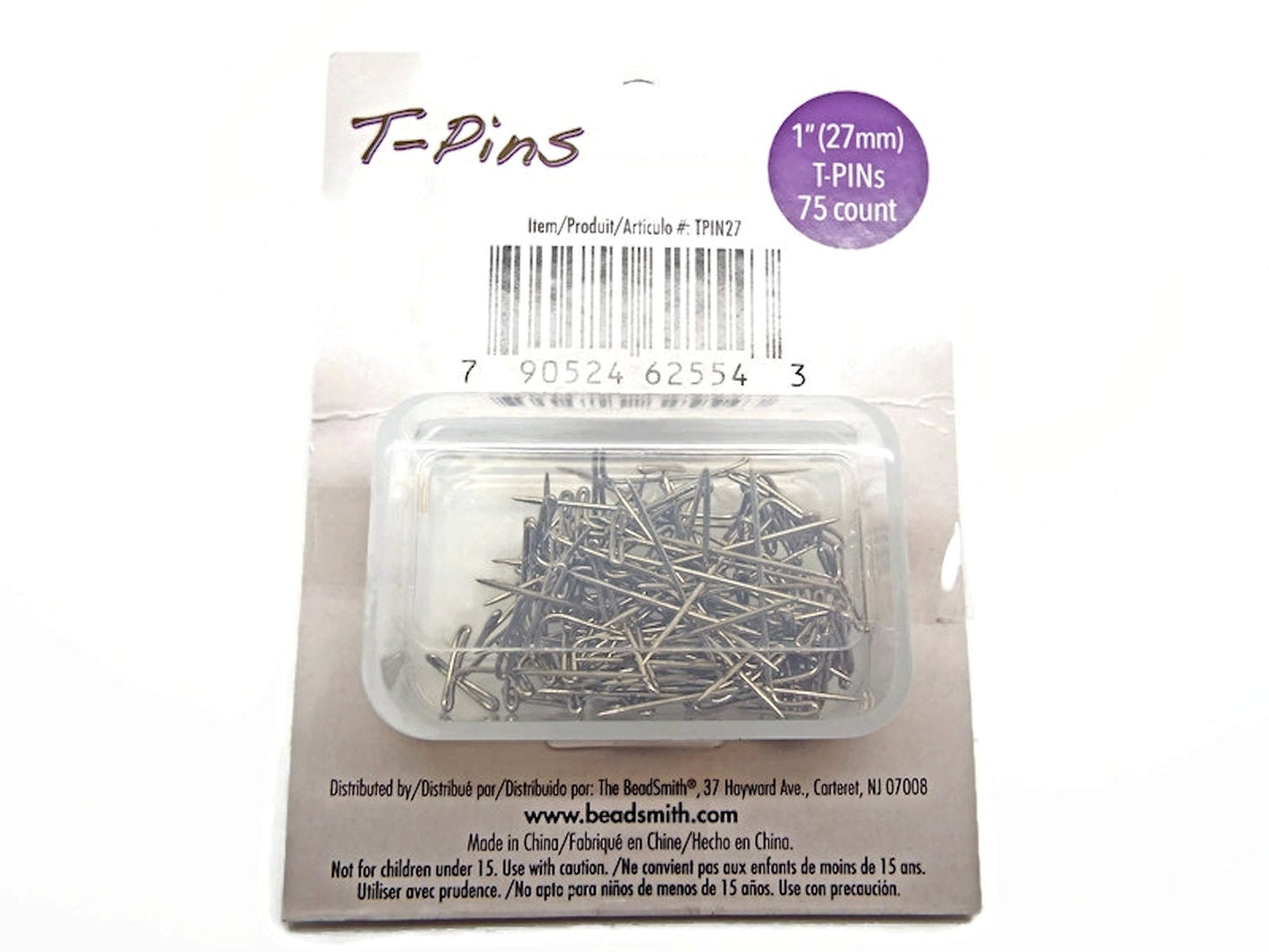 75 MACRAME T PINS 27mm (1in) for use with Cord Textiles and Fabrics, Sharp and Sturdy for Knotting Crafts like Macrame