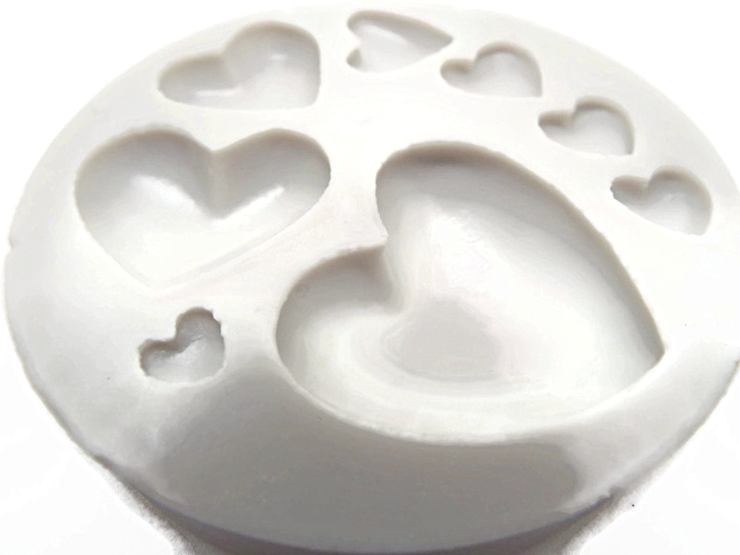 8 DOMED HEARTS Mould for Resin, Clay & Baking, 76x14mm, Jewellery Mould for Pendants and Cabs