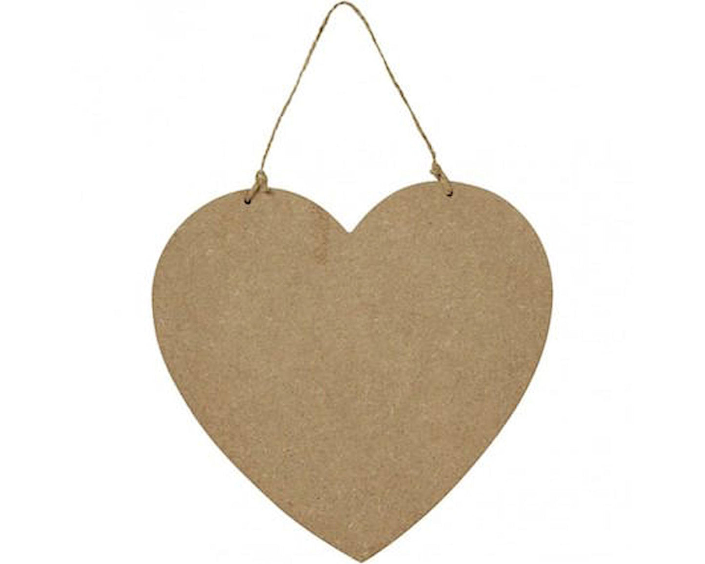 WOODEN HEART Wall Hanging or Door Sign with Twine, 19.5x18.5cm, 5mm Thick MDF, Ready to Decorate