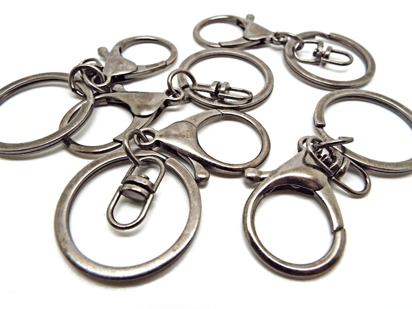 5 Pcs GUNMETAL KEYCHAINS with Lobster Clasp and Swivel Centre, 67mm Keyring Blanks