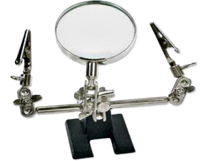 THIRD HAND Jewellery Holder & Magnifier with Alligator Clips, Jewellery Clamping Tool, Cast Iron Holder