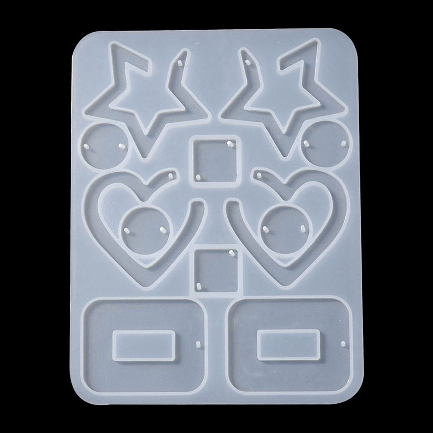12pc Earring or Pendant Silicone Mould, 15x16cm Shallow for Resin or Clay Jewellery