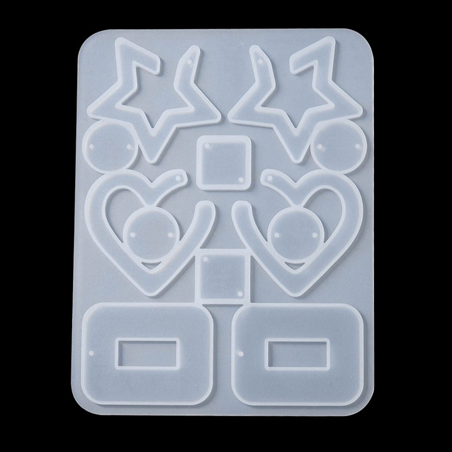12pc Earring or Pendant Silicone Mould, 15x16cm Shallow for Resin or Clay Jewellery