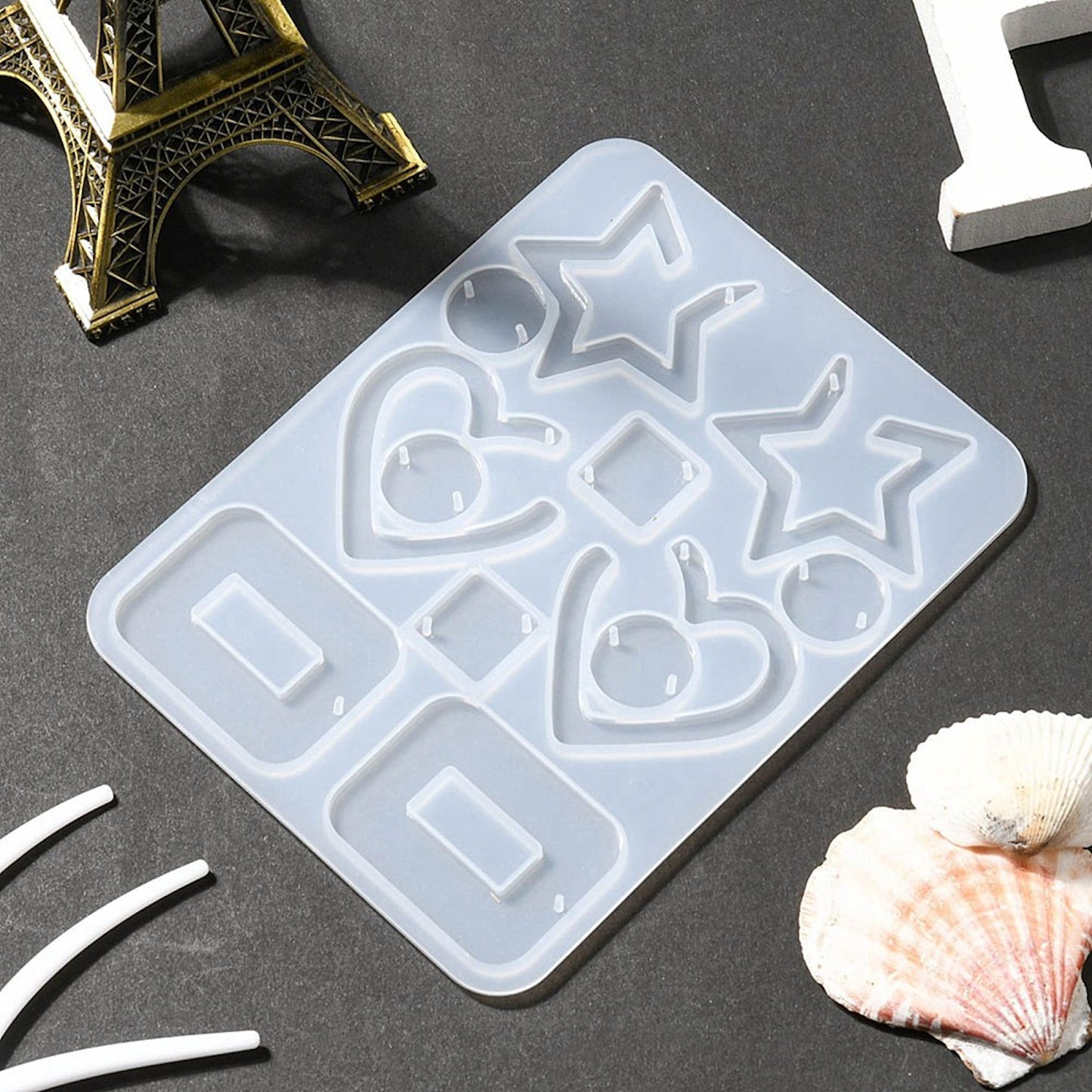 12pc Earring or Pendant Silicone Mould, 15x16cm Shallow for Resin or Clay Jewellery