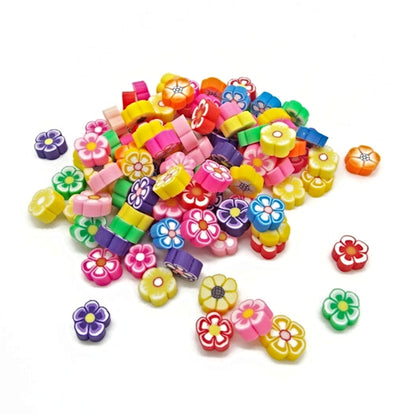 Polymer Clay Flower Beads in Mixed Colours for Crafting and Jewellery Making