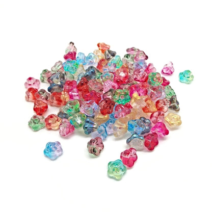 50 Electroplate Glass Flower Beads in Mixed Colours 8.5mm with a 1mm Hole