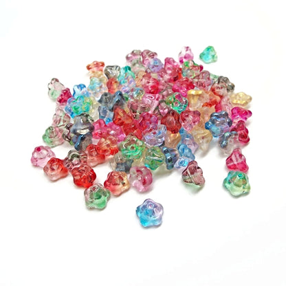 50 Electroplate Glass Flower Beads in Mixed Colours 8.5mm with a 1mm Hole