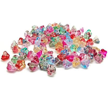 50 Electroplate Glass Flower Beads in Mixed Colours 8.5mm with a 1mm Hole