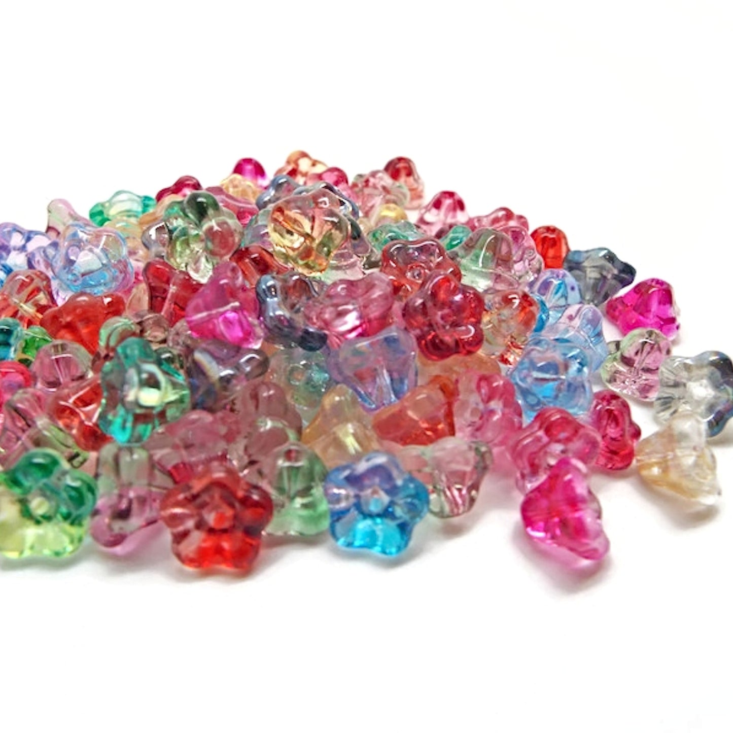 50 Electroplate Glass Flower Beads in Mixed Colours 8.5mm with a 1mm Hole