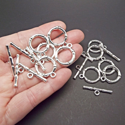 20 Silver Tone Toggle Clasps Jewellery Making Supplies for Crafter