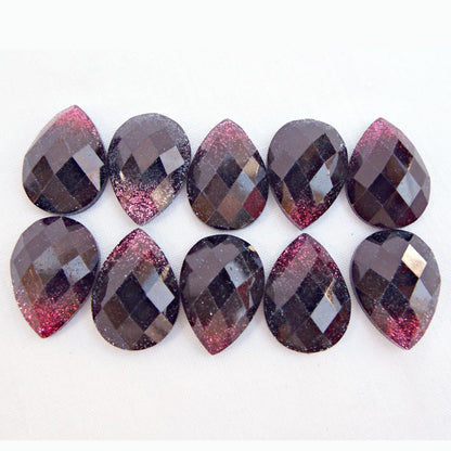 10 Purple Glitter Teardrop Faceted Cabochons for Jewellery Making and Accessories