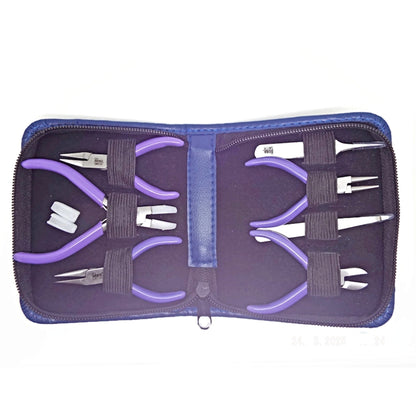 BeadSmith Mini Tool Kit with Case, 5Pc Plier Set, Knotting Tweezer and Split Ring Tweezer for Jewellery Making
