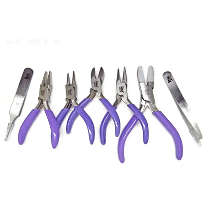 BeadSmith Mini Tool Kit with Case, 5Pc Plier Set, Knotting Tweezer and Split Ring Tweezer for Jewellery Making