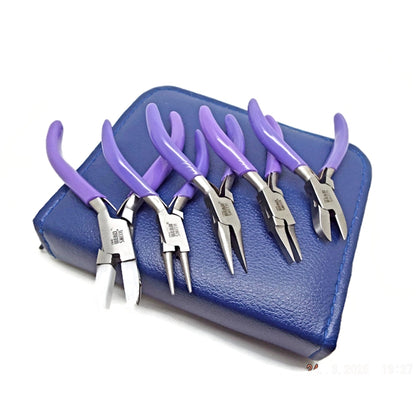 BeadSmith Mini Tool Kit with Case, 5Pc Plier Set, Knotting Tweezer and Split Ring Tweezer for Jewellery Making