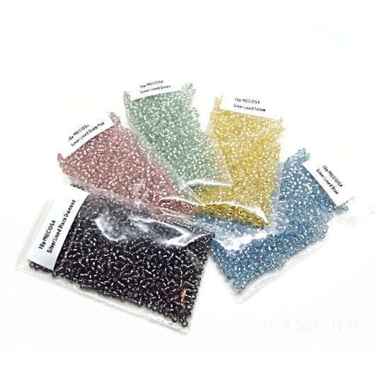 50g Preciosa Seed Beads, Size 11/0 Silver Lined for Beading Crafts