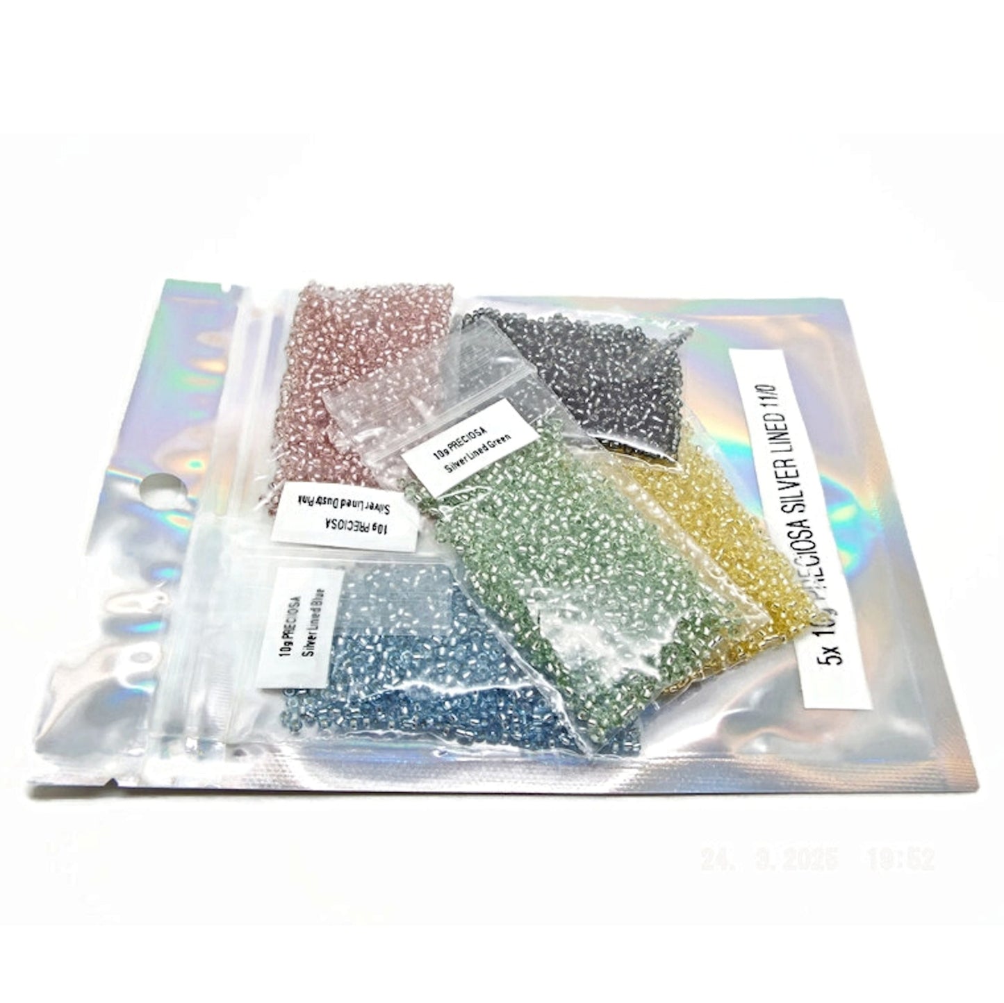 50g Preciosa Seed Beads, Size 11/0 Silver Lined for Beading Crafts