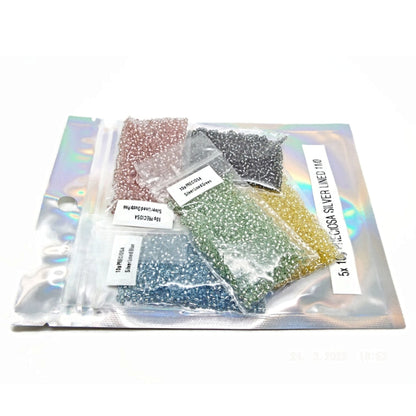 50g Preciosa Seed Beads, Size 11/0 Silver Lined for Beading Crafts