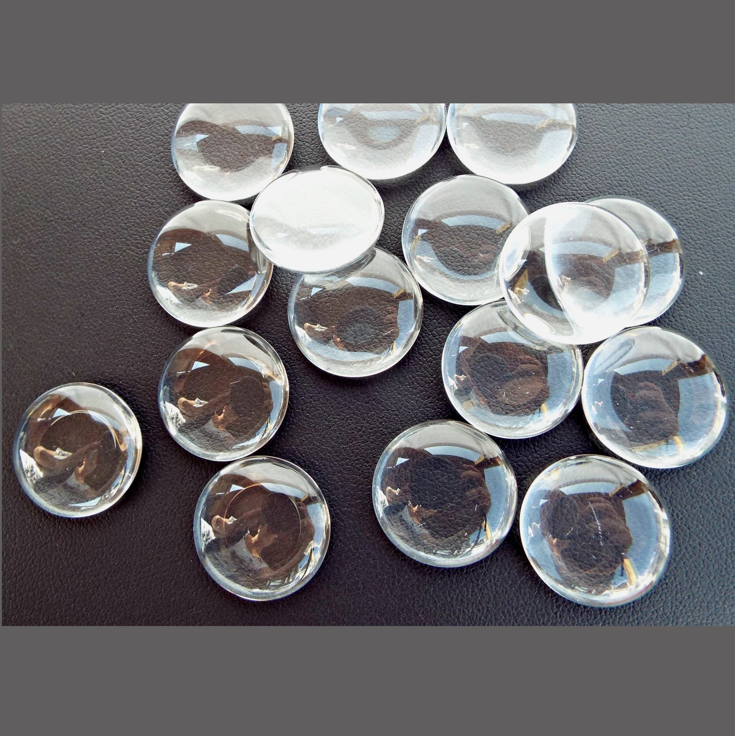 30mm Clear Glass Cabochons, Pack of 20, Flatback Domed for Jewellery