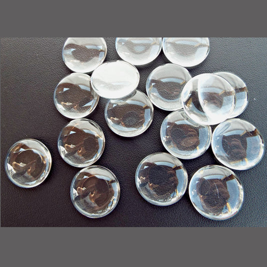 20mm Clear Glass Cabochons, Pack of 20, Flatback Domed for Art & Crafts