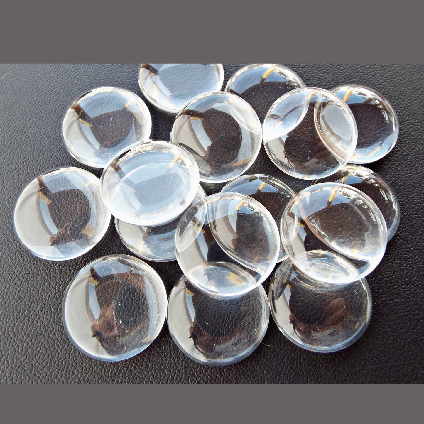 20mm Clear Glass Cabochons, Pack of 20, Flatback Domed for Art & Crafts