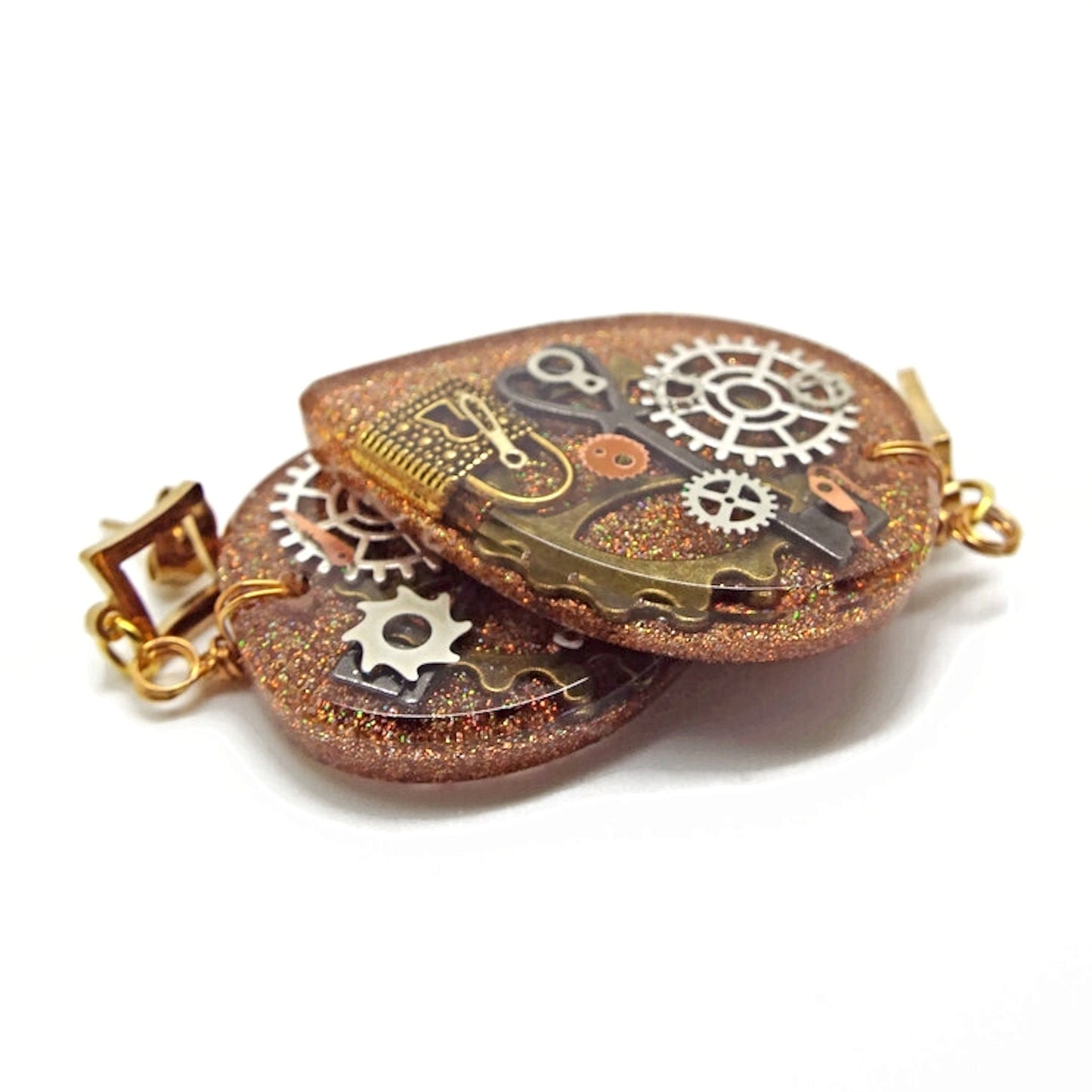 Gold Steampunk Earrings with Stainless Steel Earwires