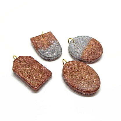 4 Handmade Steampunk Pendants with Metal Inclusions