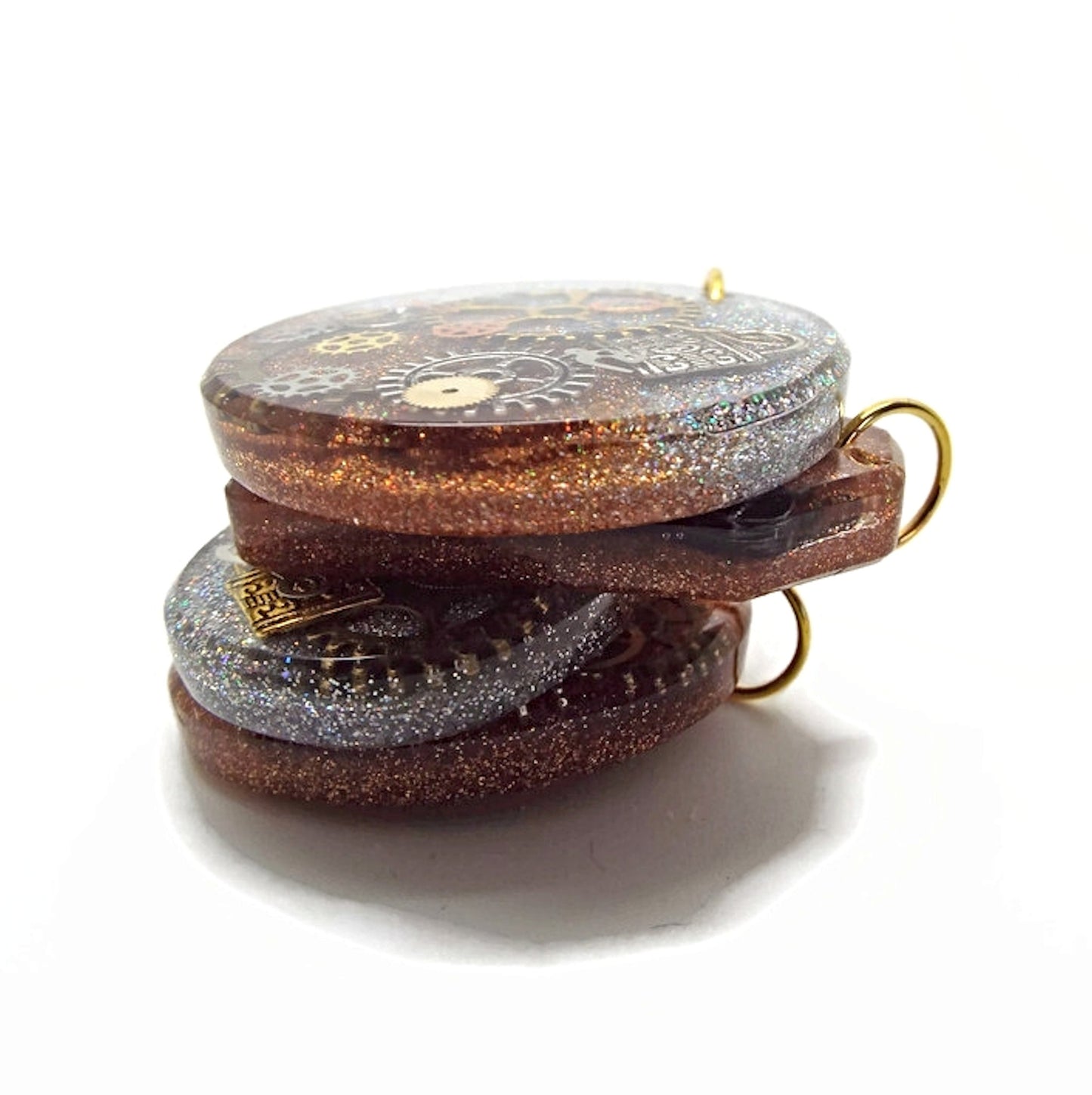 4 Handmade Steampunk Pendants with Metal Inclusions